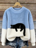 Émeline | Suéter Extragrande Elegante con Estampado de Gato