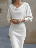 Alice | Vestido midi blanco drapeado
