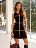 Vestido retro de punto a cuadros sin mangas