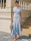 Vestido midi de punto texturizado de manga corta