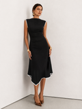 Vestido sin mangas con bordes en contraste y dobladillo irregular