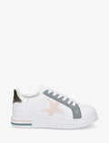 Zapatillas de cuero sintético y ante con estampado de estrellas - Verde/blanco