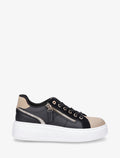 Zapatillas lisas con cremallera y bandas de purpurina - Negro