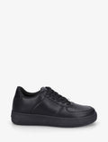 Zapatillas de cuero sintético con puntera redonda perforada - Negro