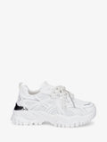 Zapatillas de polipiel con panel de perlas - Blanco