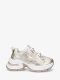 Zapatillas con pedrería de material sintético y tela - Dorado