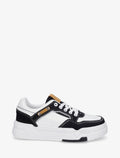 Zapatillas de cuero sintético con panel de denim - Negro