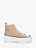 Zapatillas altas de lona con suela dentada - Topo