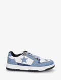 Zapatillas de polipiel y tela con estampado de estrellas - Azul denim