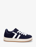 Zapatillas de ante sintético con bandas en contraste - Azul marino