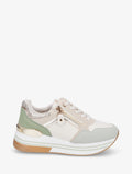 Zapatillas de polipiel con cremallera decorativa - Verde claro