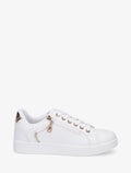 Zapatillas de piel sintética con cremallera decorativa - Dorado