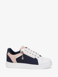 Zapatillas de imitación de cuero con cremallera decorativa - Azul marino