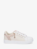 Zapatillas de material sintético con cremallera decorativa - Beige/rosa
