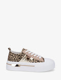 Zapatillas deportivas con estampado de leopardo y plataforma - Camel