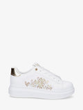 Zapatillas con estampado de corazones y cordones de gasa - Dorado