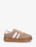 Zapatillas planas efecto nobuk con bandas en contraste - Camel
