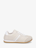 Zapatillas de ante sintético con bandas en contraste - Beige