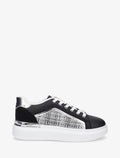 Zapatillas de dos materiales con ribete de purpurina - Negro