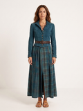 Céleste, vestido largo vintage de ante azul