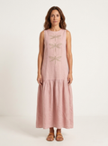 Guenièvre, vestido largo rosa sin mangas